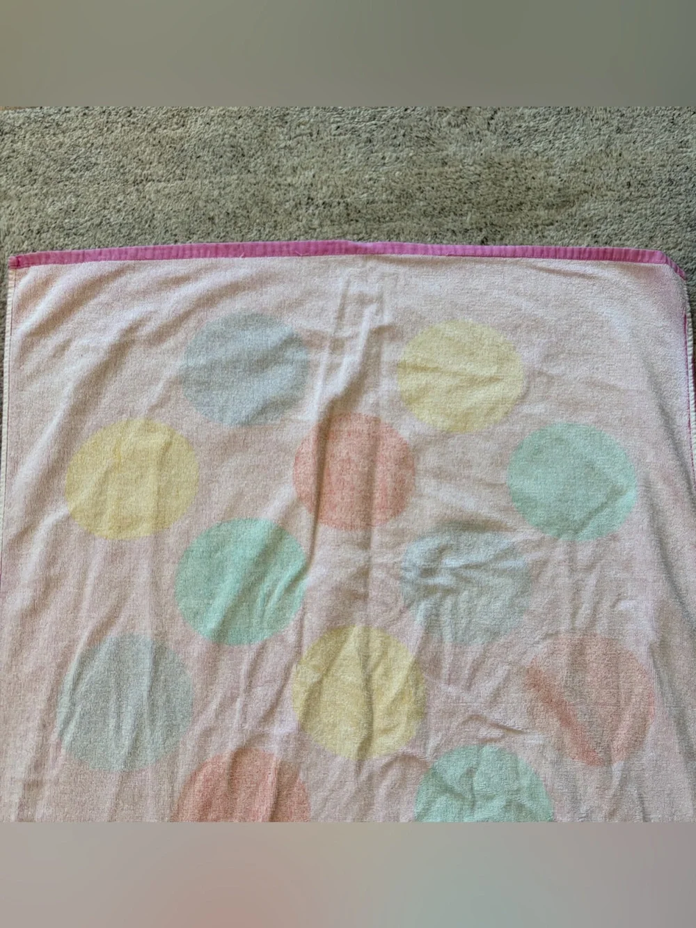 Vintage 80s 90s Disney Minnie Mouse Polka Dot Beach Towel Retro Jay Franco Pink